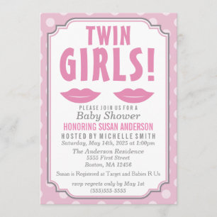 Twin Girls ! Invitation baby shower