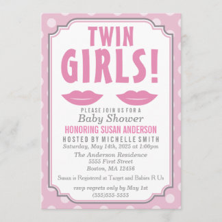 Twin Girls ! Invitation baby shower