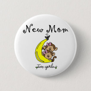 Twin Girls New Mam T-shirts en cadeautjes Ronde Button 5,7 Cm