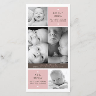 Twin Girls Photo Baby Faire-part de naissance