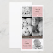 Twin Girls Photo Baby Faire-part de naissance (Devant / Derrière)