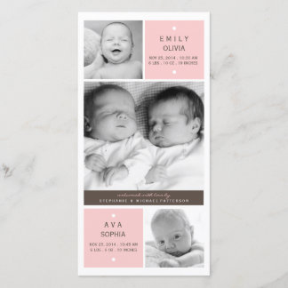 Twin Girls Photo Baby Faire-part de naissance