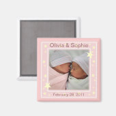 Twin Girls Photo Faire-part Magnet (Recto/Verso)