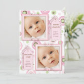 Twin Girls Pink Polka Dot Photo Faire-part (Debout devant)