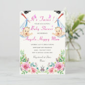 Twin Girls Schattige Funny Stork Baby shower Uitno (Staand voorkant)