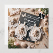 Twin Grossesse faire-part numérique bébé révéler (Devant / Derrière)