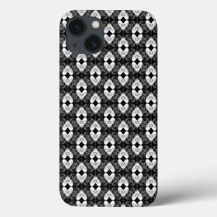 Twin Hearts op Black Pattern iPhone 13 Hoesje