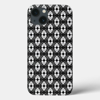 Twin Hearts op Black Pattern iPhone 13 Hoesje