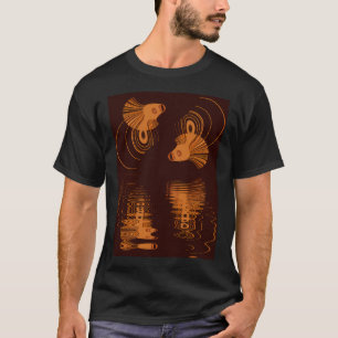 twin heldere oranje goudvissen met rimpels en wate t-shirt