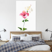 Twin Hibiscus Elegance Blush & Ivory Bloom Harmony Canvas Afdruk (Insitu (Slaapkamer))