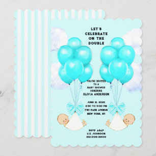 Twin Jongens Baby Shower Kaart