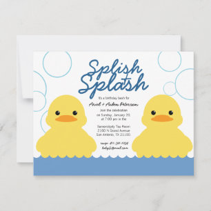 twin jongens ELKE LEEFTIJD rubber DUCKY VERJAARDAG Kaart