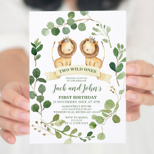 Twin Jungle WILD Ones Invitations animales