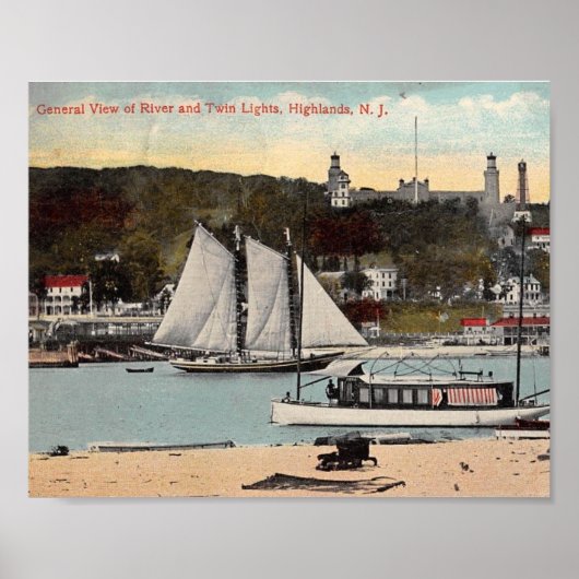 Twin Lights, Highlands, NJ Briefkaart Magnet Poster (Voorkant)