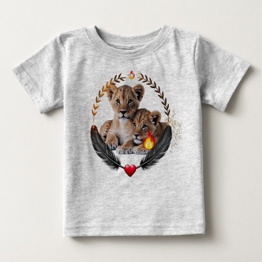 Twin Lion Cubs Baby Fine Jersey T-Shirt  (Devant)