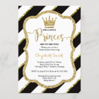 Twin Little Princes Douche Uitnodigen, Faux Glitte