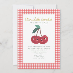 Twin Little Sweeties Cherry Berry Baby Shower Kaart