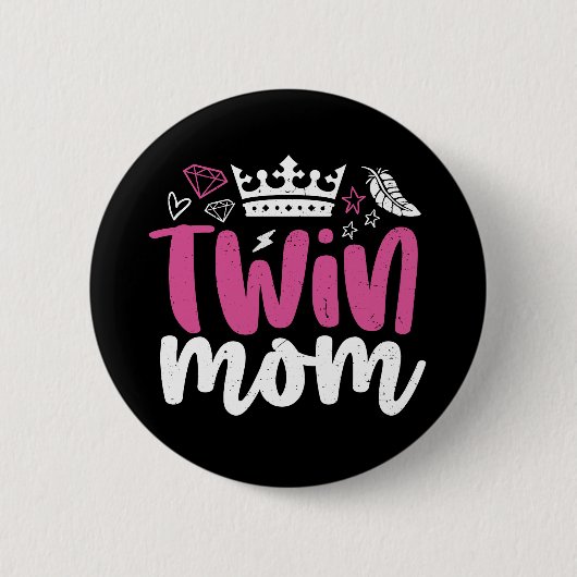 Twin Ma met Crown Cool Mama Moederdag Ronde Button 5,7 Cm (Voorkant)