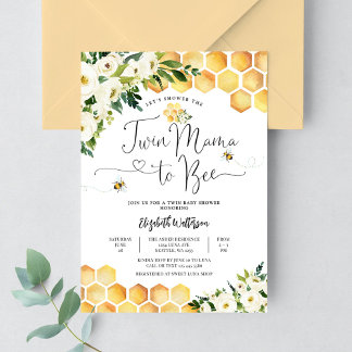 TWIN Mama to Bee Geslachtsonzijdige Baby Shower Kaart