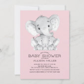 TWIN Meisjes Olifant baby shower Invitation Kaart (Voorkant)