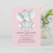 TWIN Meisjes Olifant baby shower Invitation Kaart (Staand voorkant)