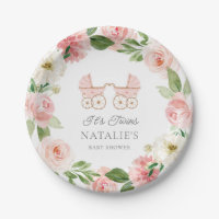 Twin Meisjes Roze Bloemen Baby shower Papier Bord