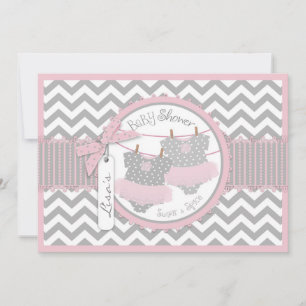 Twin Meisjes Tutus Chevron Print Baby shower Kaart