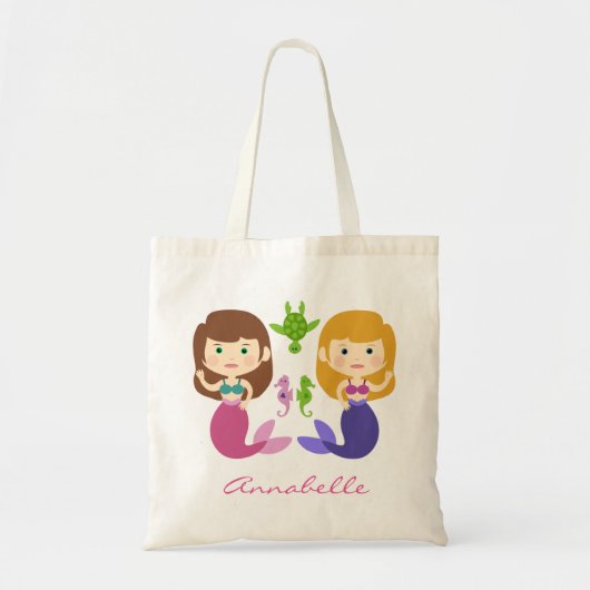 Twin Mermaids Personaliseren Tote Bag (Voorkant)