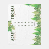 Twin Milestone woodland baby growth tracker no-bg Fleece Deken (Voorkant)