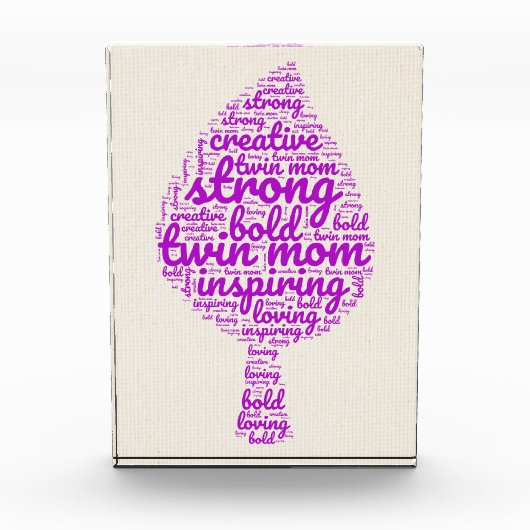 Twin Mom Leaf Shaped Word Cloud in Roze Fotoblokken (Voorkant)