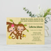 TWIN Monkeys Baby Shower Invitations GARDE FILLE (Debout devant)