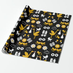 Twin non-gender stalkbevalling cadeaupapier