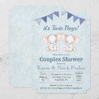TWIN Olifant Baby Shower Uitnodiging