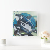 Twin orcas vierkante klok (Huis)