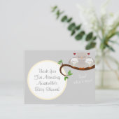 Twin Owls Baby shower Bedankt Briefkaart (Staand voorkant)