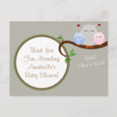 Twin Owls Boy & Girl Merci Carte postale (Devant)