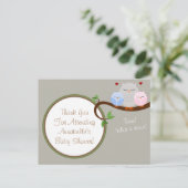 Twin Owls Boy & Girl Merci Carte postale (Debout devant)