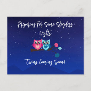 Twin Owls zwangerschapsaankondiging Briefkaart