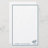 Twin Palm Trees Tropical Blue op maat Briefpapier (Voorkant / Achterkant)