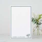 Twin Palm Trees Tropical Blue op maat Briefpapier (Staand voorkant)