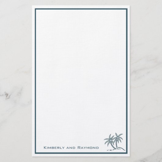 Twin Palm Trees Tropical Blue op maat Briefpapier (Voorkant)