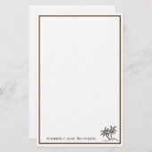 Twin Palm Trees Tropical Brown gepersonaliseerd Briefpapier (Voorkant / Achterkant)