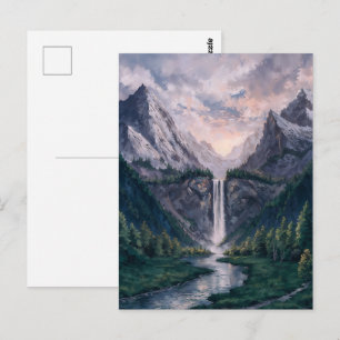 Twin Peak Falls - Serene Schilderachtige Landschap Briefkaart