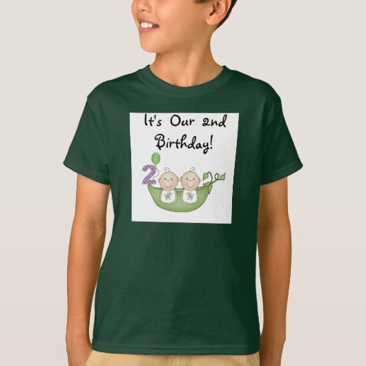 Twin Peas in a Pod 2e Anniversaire T-shirts et cad (Devant)