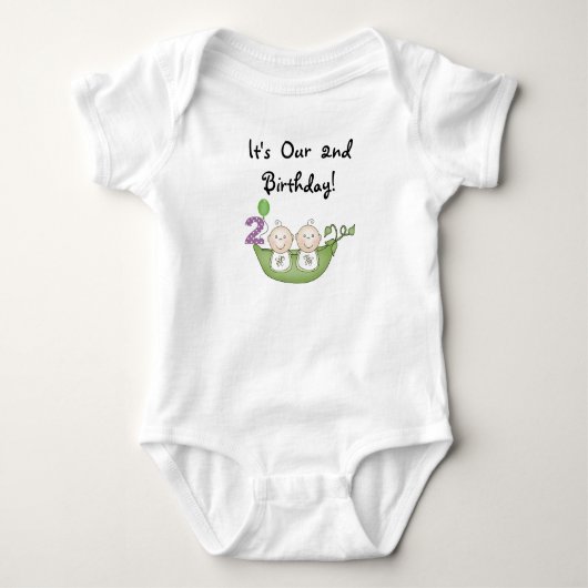 Twin Peas in a Pod 2e Anniversaire T-shirts et cad (Devant)