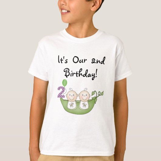 Twin Peas in a Pod 2e Anniversaire T-shirts et cad (Devant)
