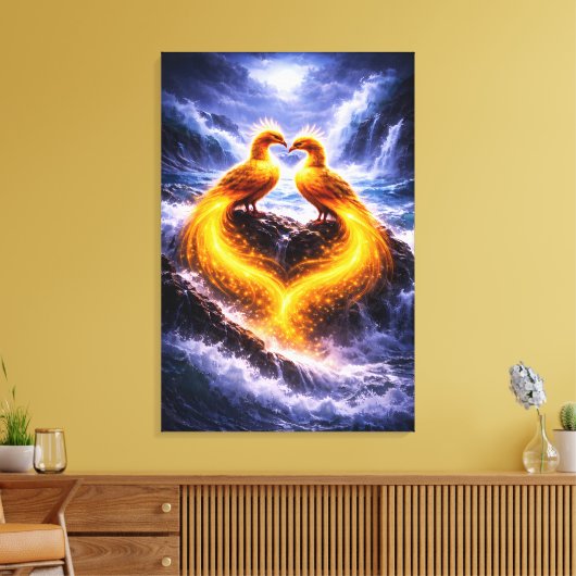 Twin Phoenixes of Eternal Light Canvas Afdruk (Insitu (Woonkamer))