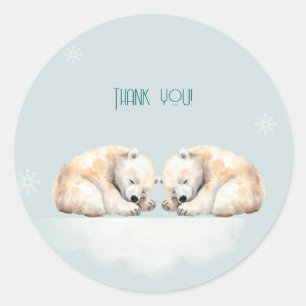 Twin Polar Beren Double Snuggles Baby shower Ronde Sticker