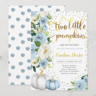 Twin Pumpkin Baby shower Invitation Twin Boys Herf Kaart