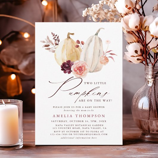 Twin Pumpkins Herfst Baby shower Kaart